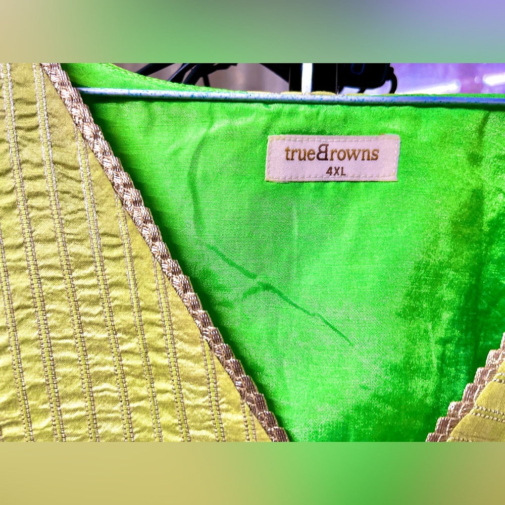 Brand New!TruBrowns Pure Silk English Green Kurta;Beautiful Parrot Green Lining - Picture 10 of 13
